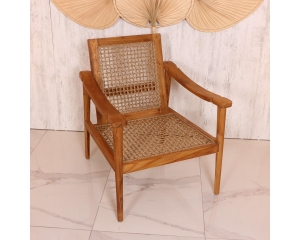 Doğal Teak Ağacı Kolçaklı Berjer (84x67x93 cm)