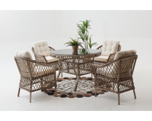 Pure Rattan Yuvarlak Bahçe Masa Takımı