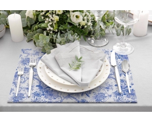 2134 - Blue Garden Kumaş Amerikan Servis 4'lü Set