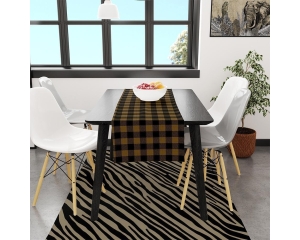 Sarı-Siyah Kare Runner 140x45