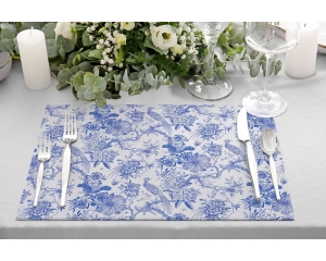 2134 - Blue Garden Kumaş Amerikan Servis 4'lü Set