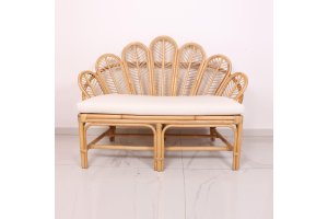 Palmiye Doğal Kubu Rattan Çift Kişilik Berjer Koltuk (135x100 cm)