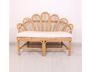 Palmiye Doğal Kubu Rattan Çift Kişilik Berjer Koltuk (135x100 cm)