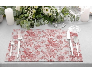 2133 - Red Garden Kumaş Amerikan Servis 4'lü Set