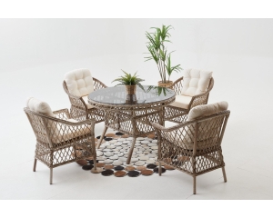 Pure Rattan Yuvarlak Bahçe Masa Takımı