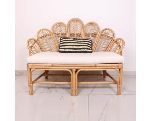 Palmiye Doğal Kubu Rattan Çift Kişilik Berjer Koltuk (135x100 cm)